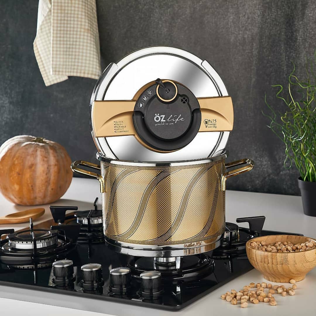 OZ LIFE, Pressure Cooker, 8Litre, Stanlss Still, 18/10, Good Quality, With Lid جدر ضغط ستانلس ستيل من العيار الثقيل 18/10 من ماركة اوز لايف بسعة 8 لتر صنع في تركيا OZ LIFE, Pressure Cooker, 8Litre, Stanlss Still, 18/10, Good Quality, With Lid جدر ضغط ستانلس ستيل من العيار الثقيل 18/10 من ماركة اوز لايف بسعة 8 لتر صنع في تركيا
